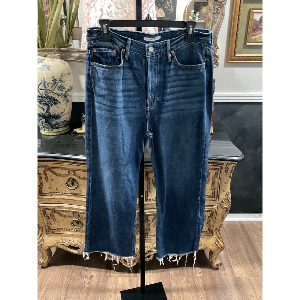 GRLFRND Bobbi High Rise Straight Leg Raw Hem Jeans Viva Forever Blue Size 31